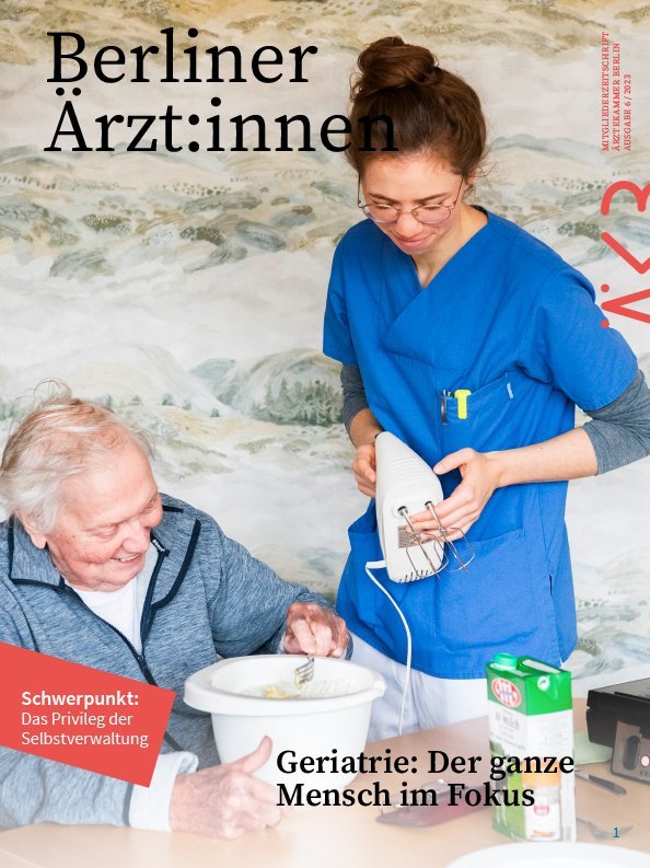 Foto: Stephanie Steinkopf, OSTKREUZ / Ärztekammer Berlin Cover der "Berliner Ärzt:innen", Ausgabe 6/2023