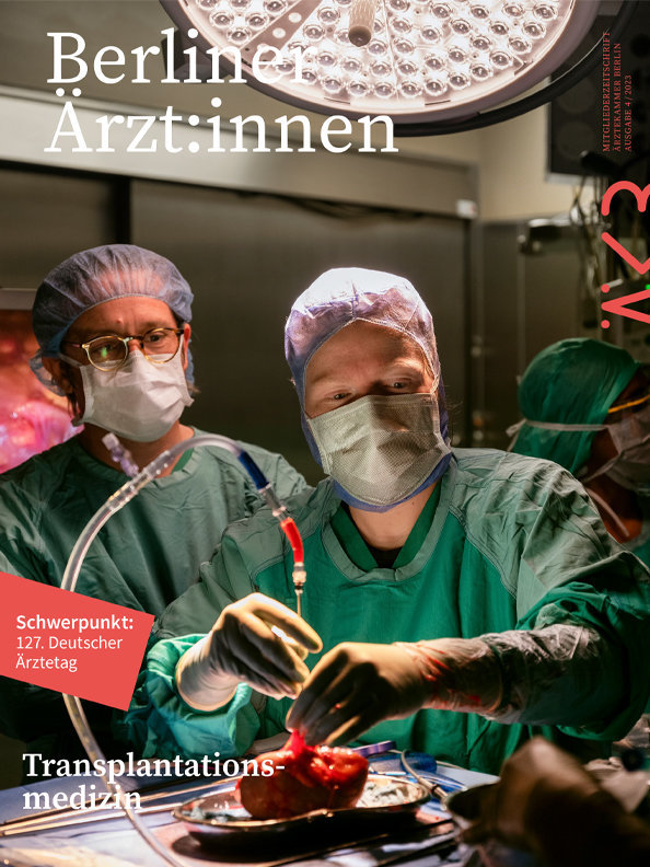 Foto: Ina Schoenenburg, OSTKREUZ / Ärztekammer Berlin Cover der "Berliner Ärzt:innen", Ausgabe 4/2023